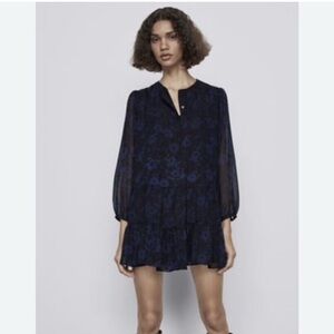 Zara Navy Blue Floral Dress